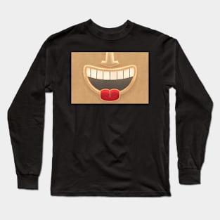 Peach Tiki Smile Mask! (Red Tongue Version) Long Sleeve T-Shirt